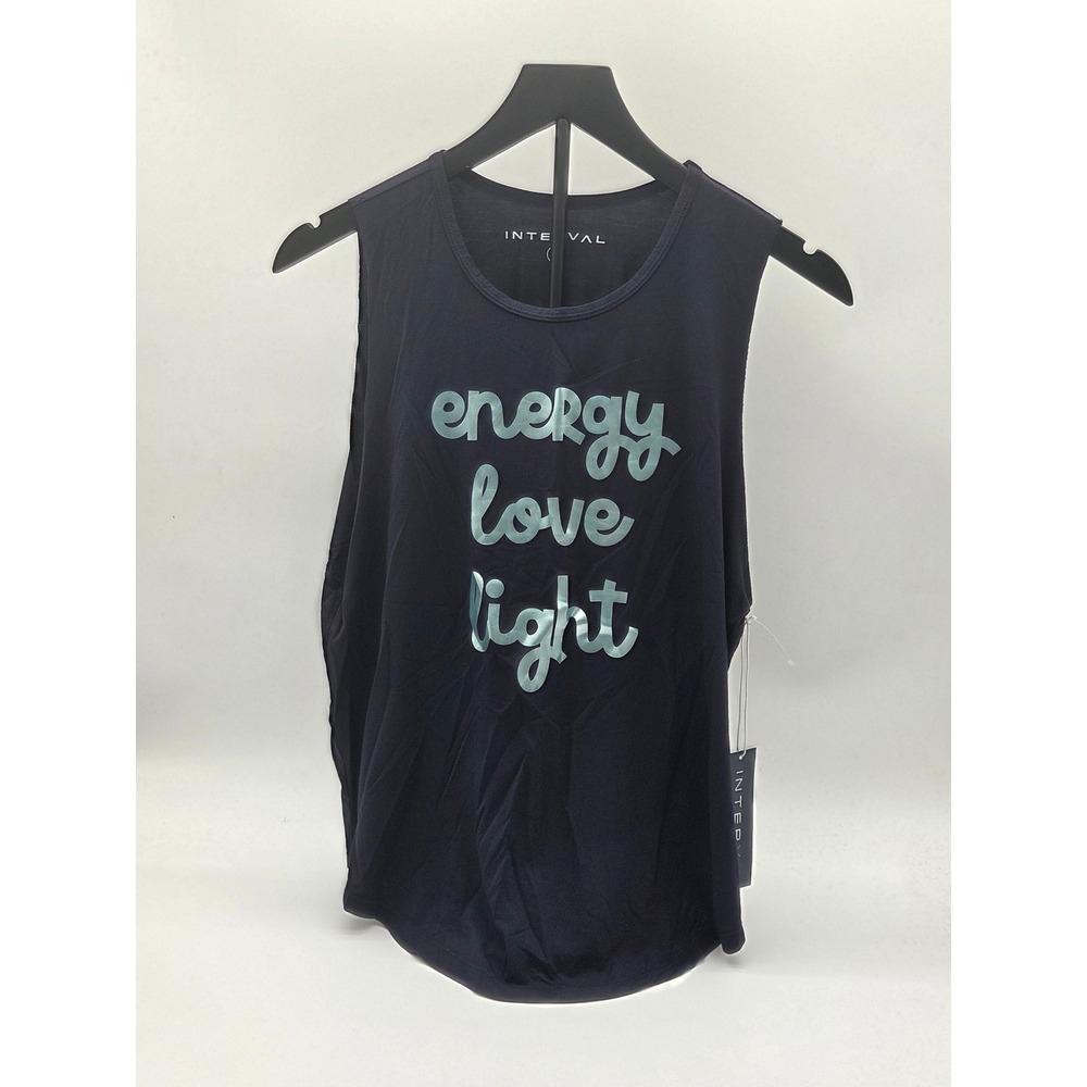 Interval Women's M Navy Graphic Muscle Tank Energy Love Light NWT 101-424
